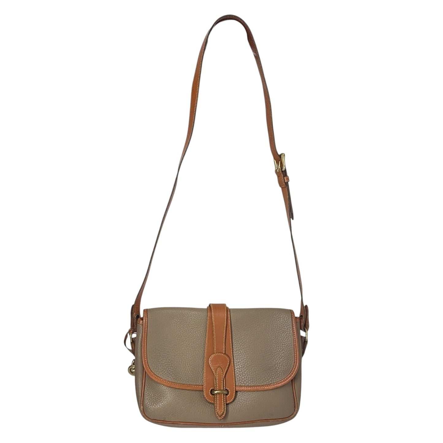 Vintage All-Weather Leather (AWL) Equestrian Crossbody Shoulder Bag Designer By Dooney And Bourke, Size: Medium