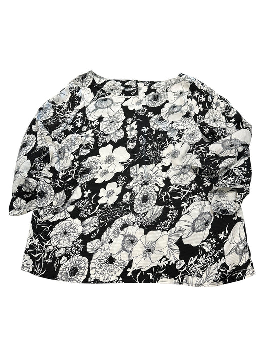 Blouse 3/4 Sleeve By Talbots In Black & White, Size:L