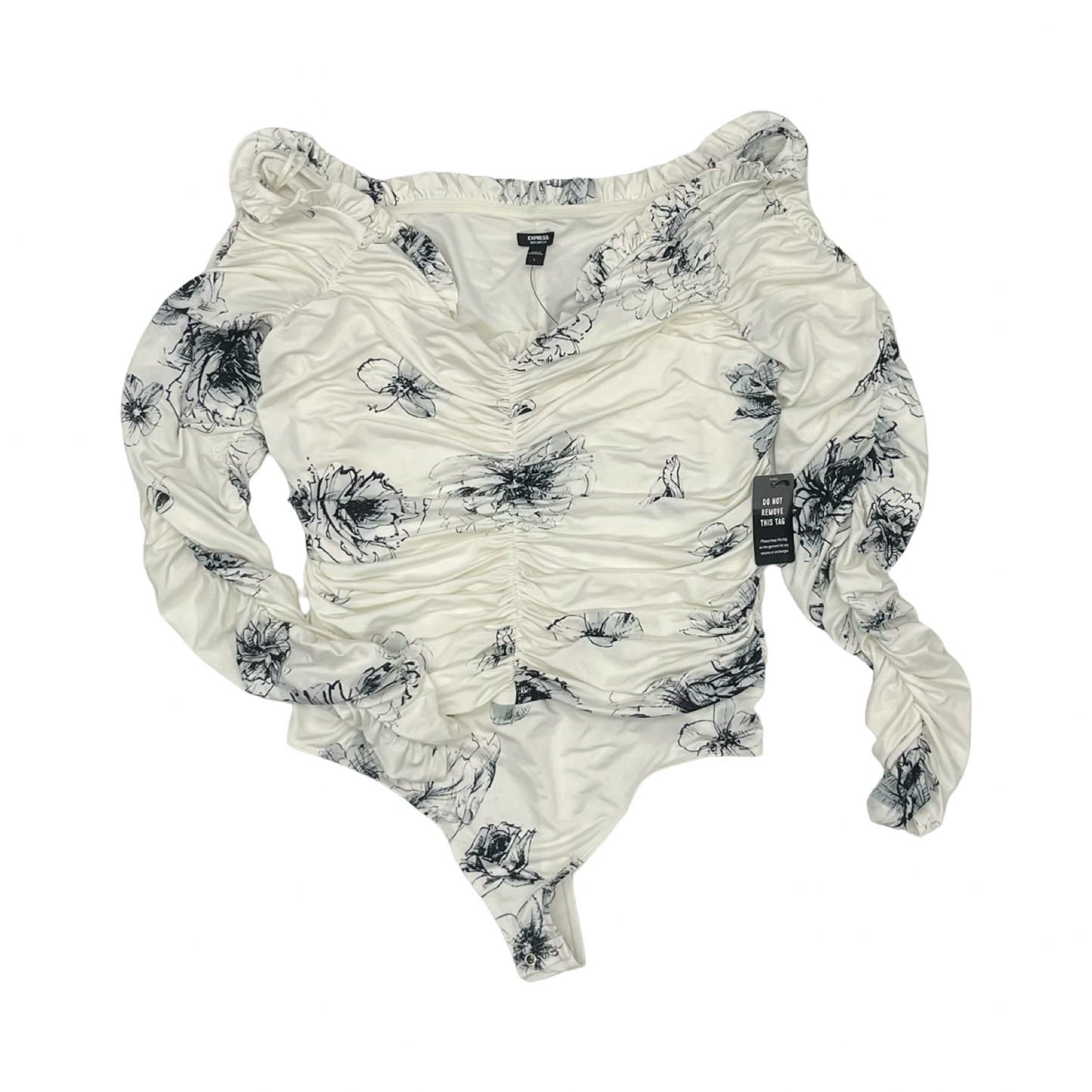 Bodysuit By Express In Black & White, Size:L