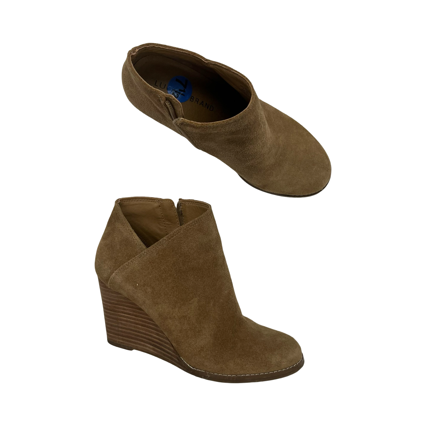 Boots Ankle Heels By Lucky Brand In Tan, Size:7.5