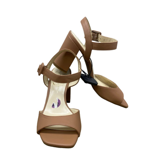 Sandals Heels Block By Jessica Simpson In Brown, Size:8.5