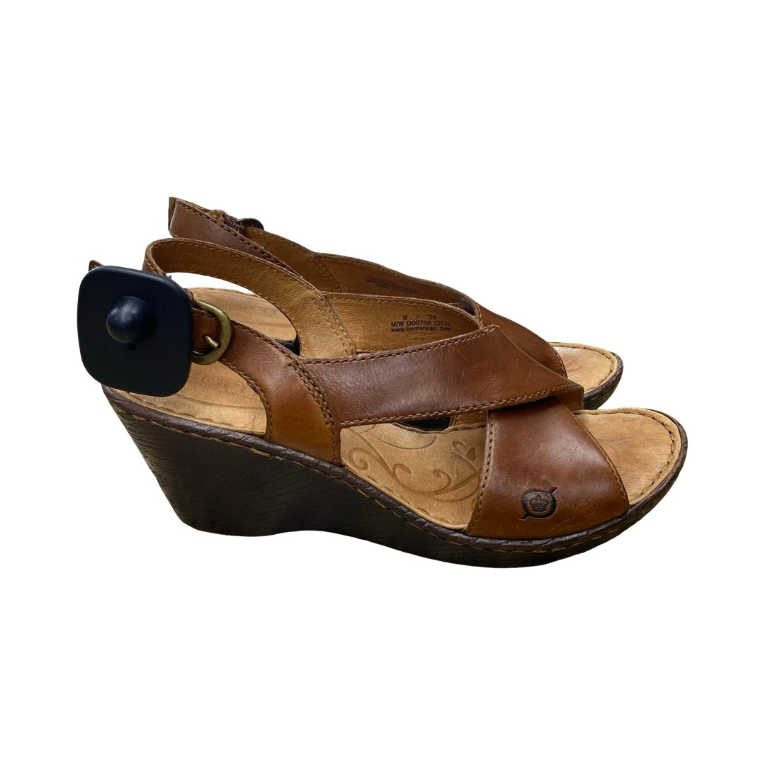 Sandals Heels Wedge By Born In Brown, Size:8