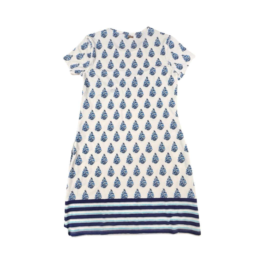 Dress Casual Midi By Cabana Life In Blue & White, Size:Xs