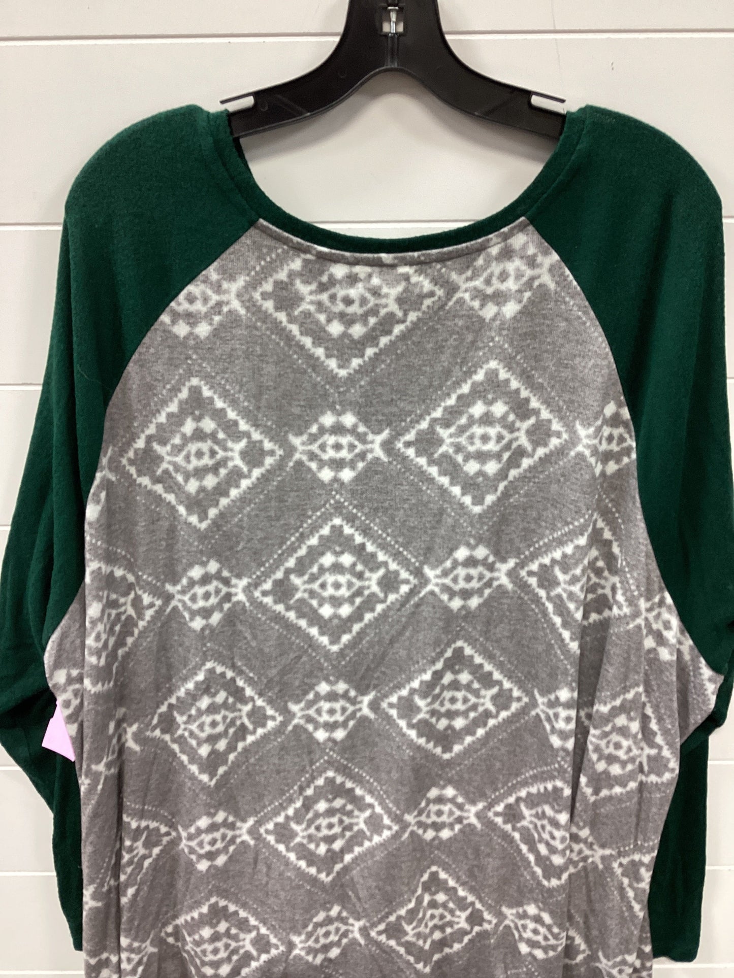 Top Ls By Maurices In Green & Grey, Size:4X