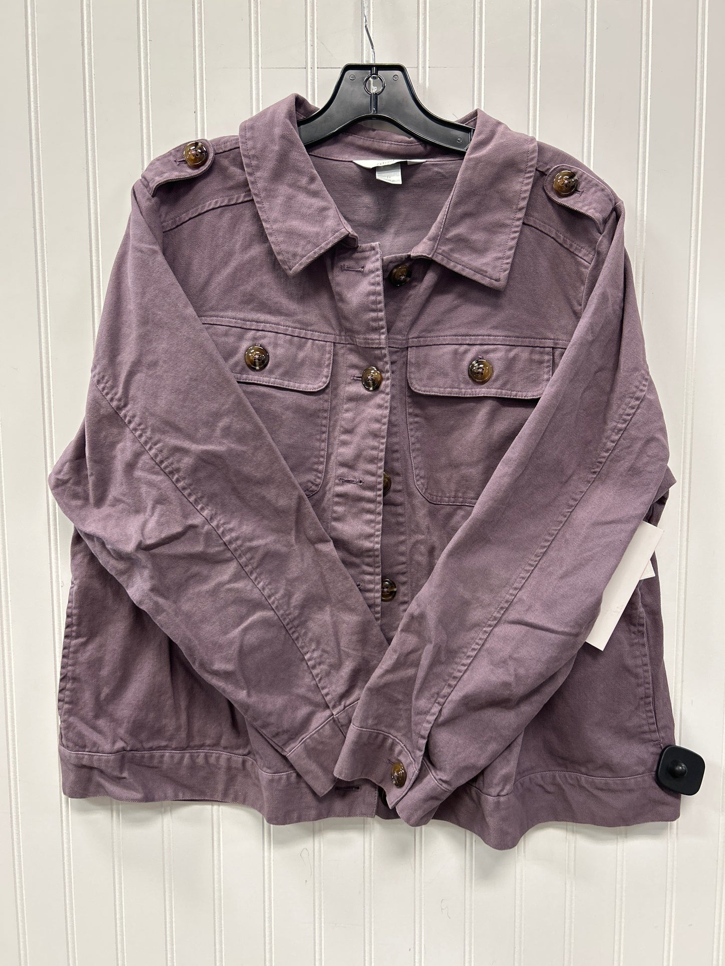 Jacket Shirt By Cj Banks In Purple, Size:1X