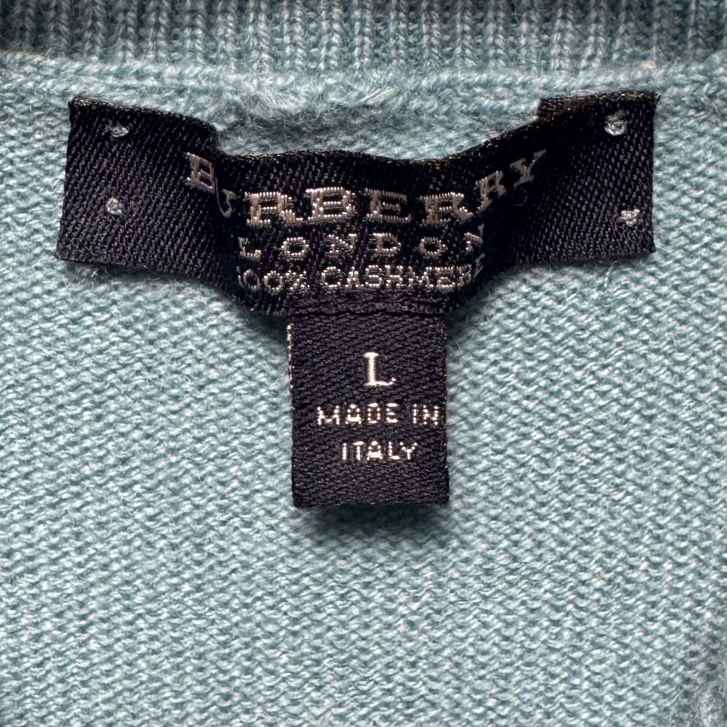 Vintage 100% Cashmere Sleeveless Sweater Luxury Designer By Burberry In Blue, Size: L