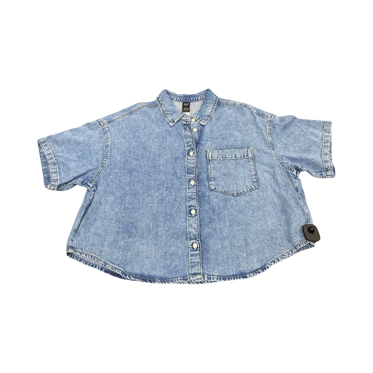 Top Ss By Gap In Blue Denim, Size:L