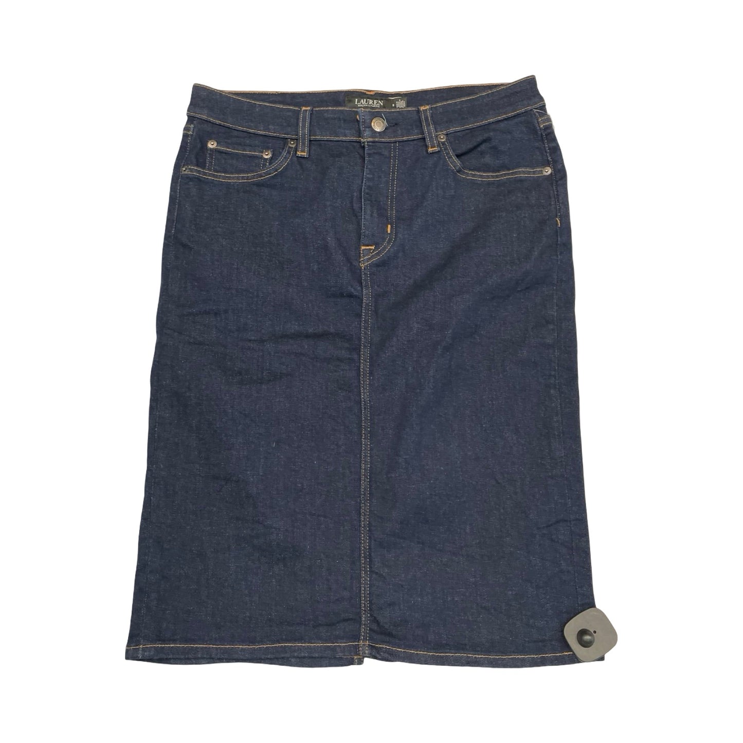 Skirt Midi By Lauren By Ralph Lauren In Blue Denim, Size:8