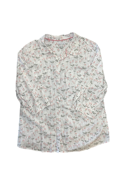 Blouse 3/4 Sleeve By Croft And Barrow In White, Size:1X