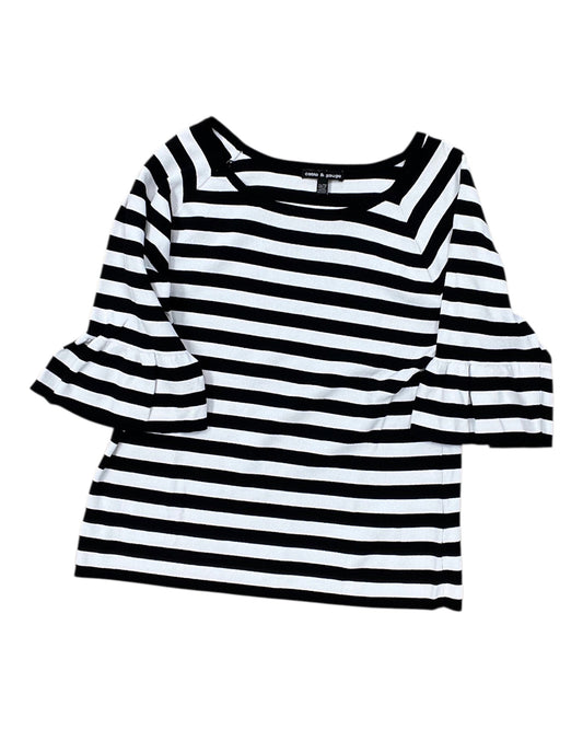 Top 3/4 Sleeve By Cable And Gauge In Black & White, Size:Xl