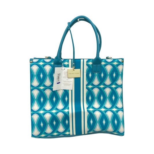 Handbag By Trina Turk In Blue & White, Size:Large