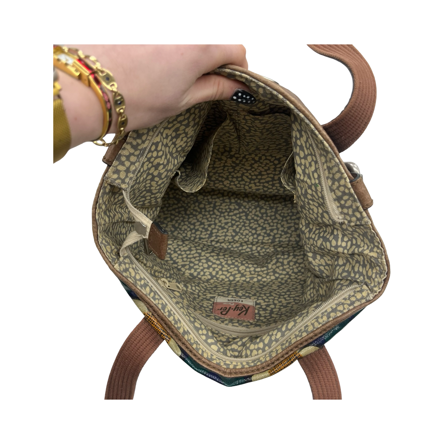 Handbag Leather By Fossil In Floral Print, Size:Medium