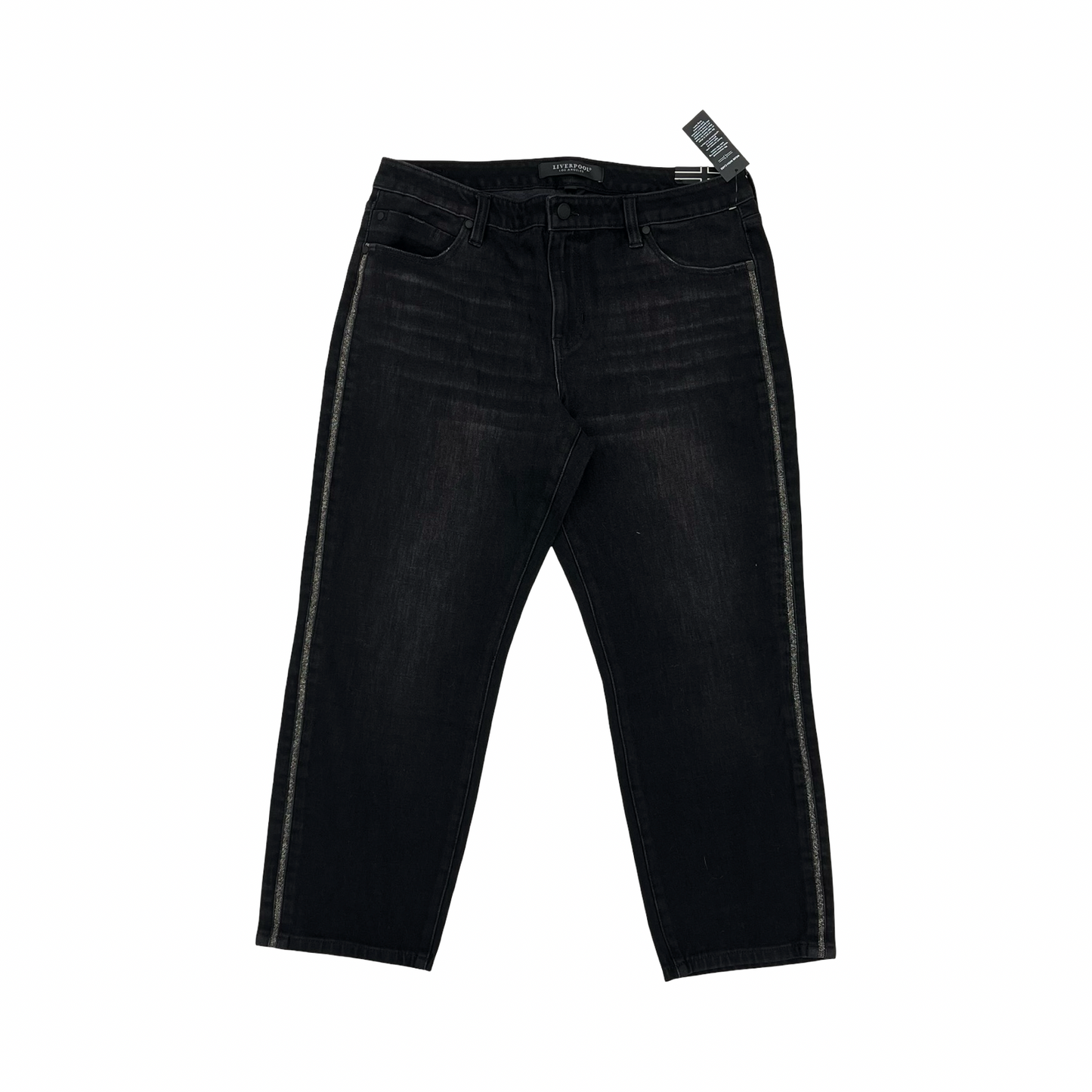 Jeans Straight By Liverpool In Black Denim, Size:12P