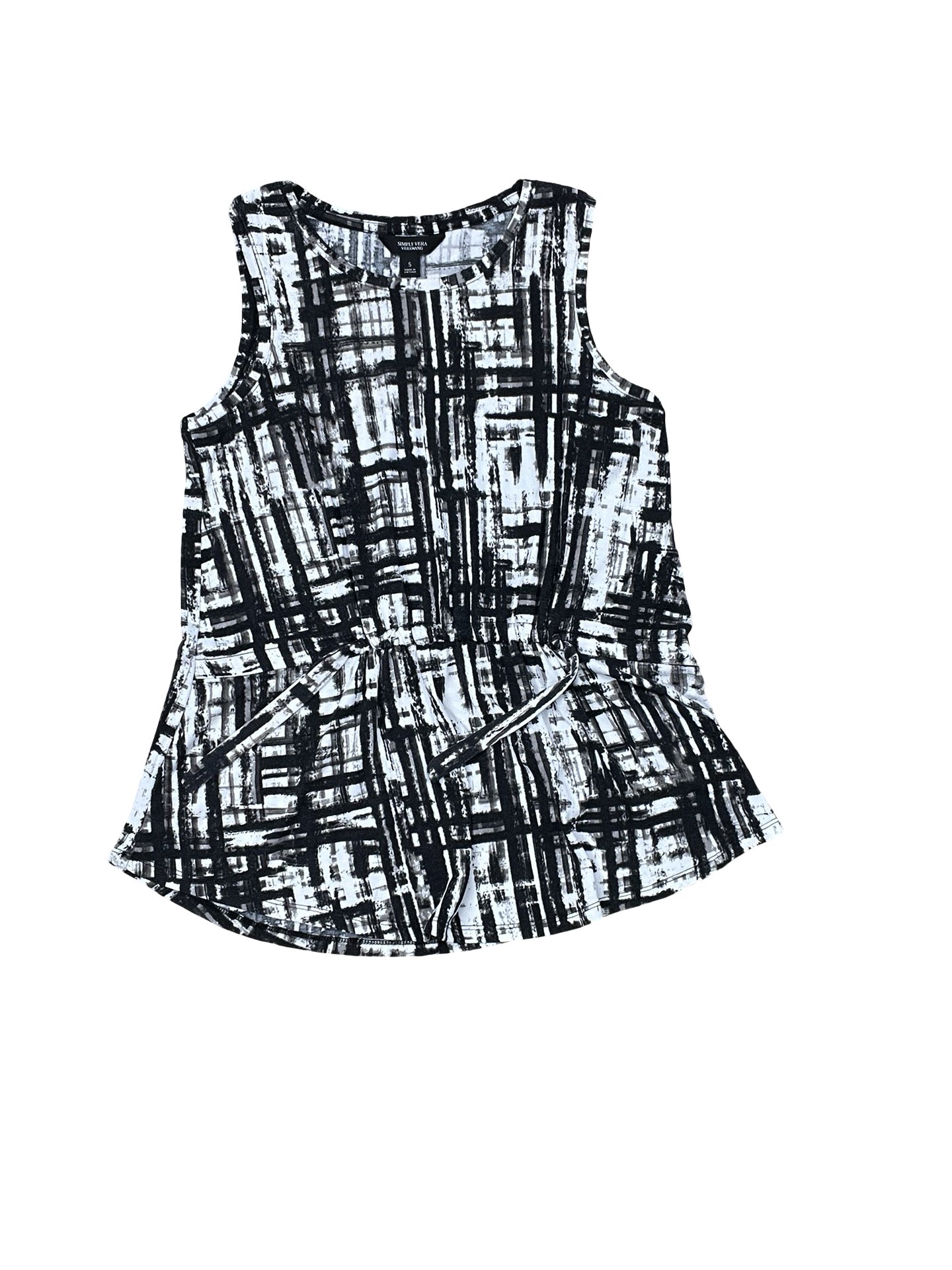 Top Sleeveless By Simply Vera In Black & White, Size:S