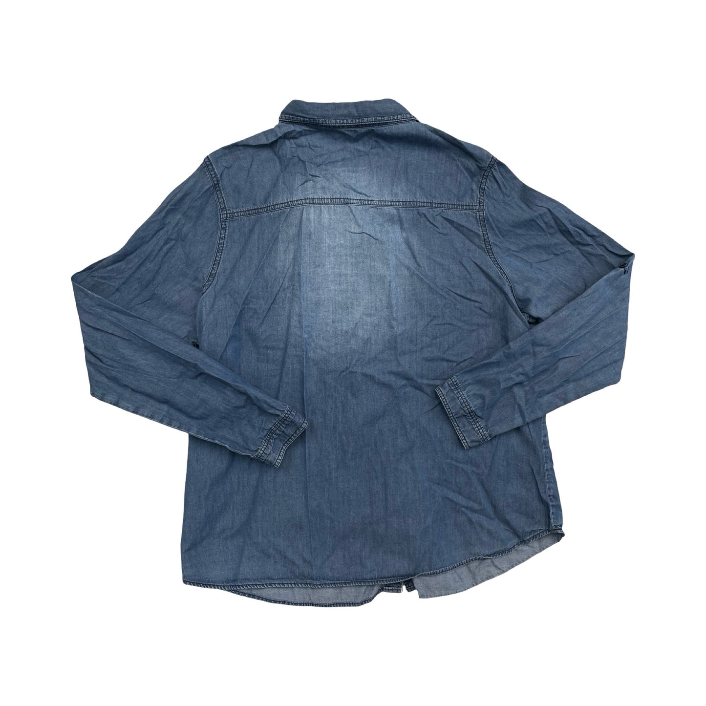 Top Ls By CHIQLE In Blue Denim, Size:1X