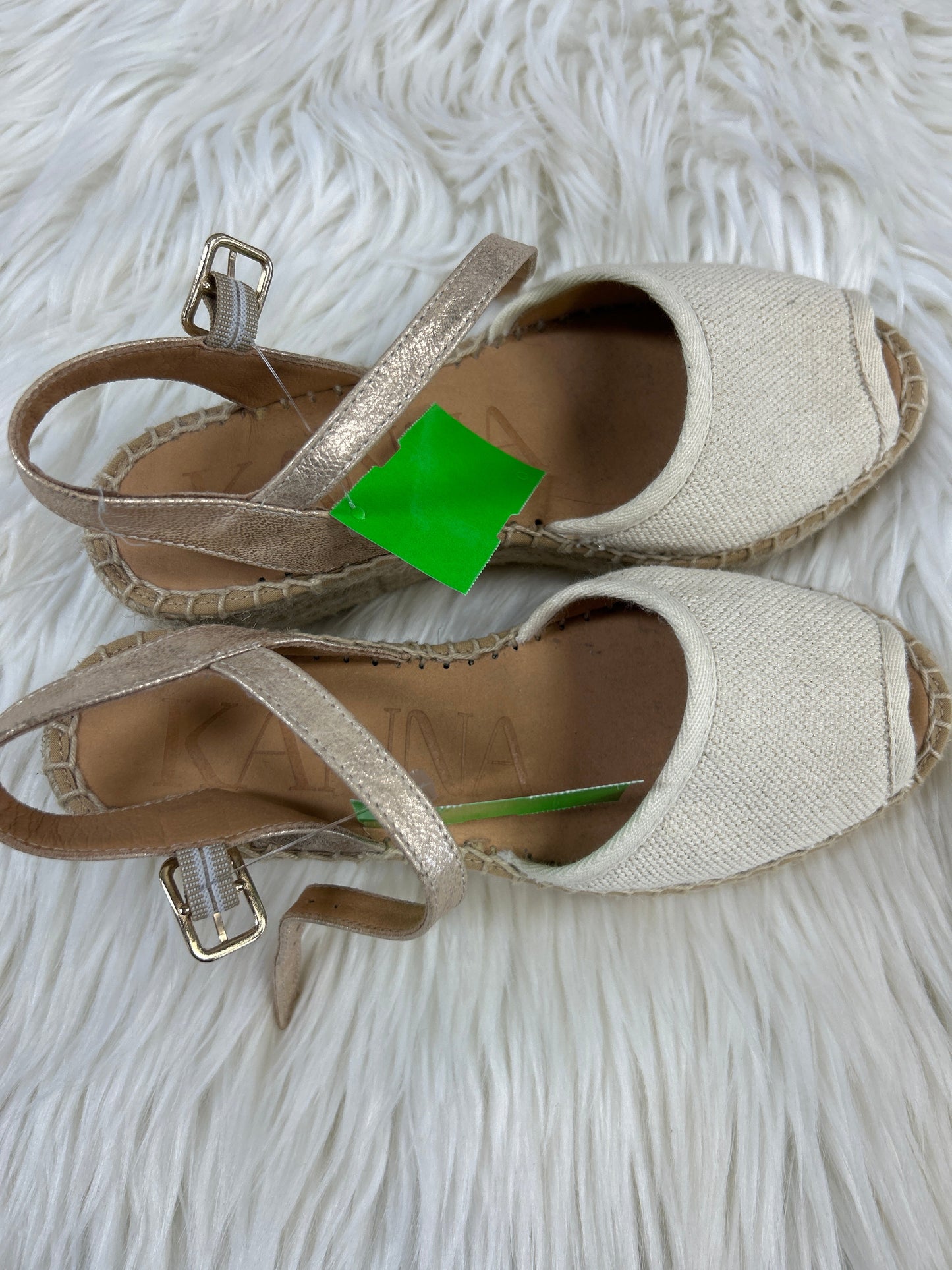 Sandals Heels Wedge By Clothes Mentor In Cream, Size:5