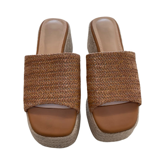 Sandals Heels Block By Clothes Mentor In Tan, Size:7.5