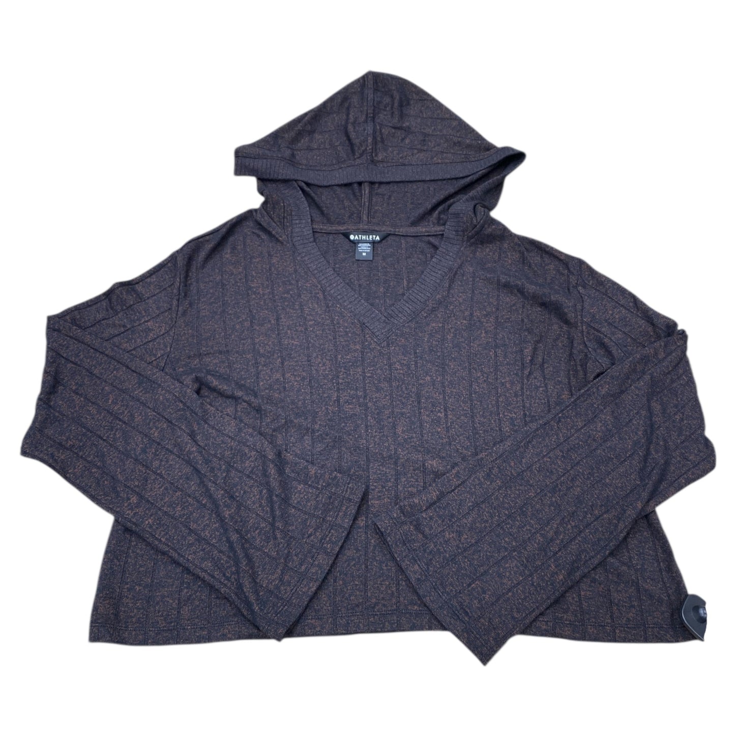 Athletic Top Ls Hoodie By Athleta In Black & Brown, Size:M