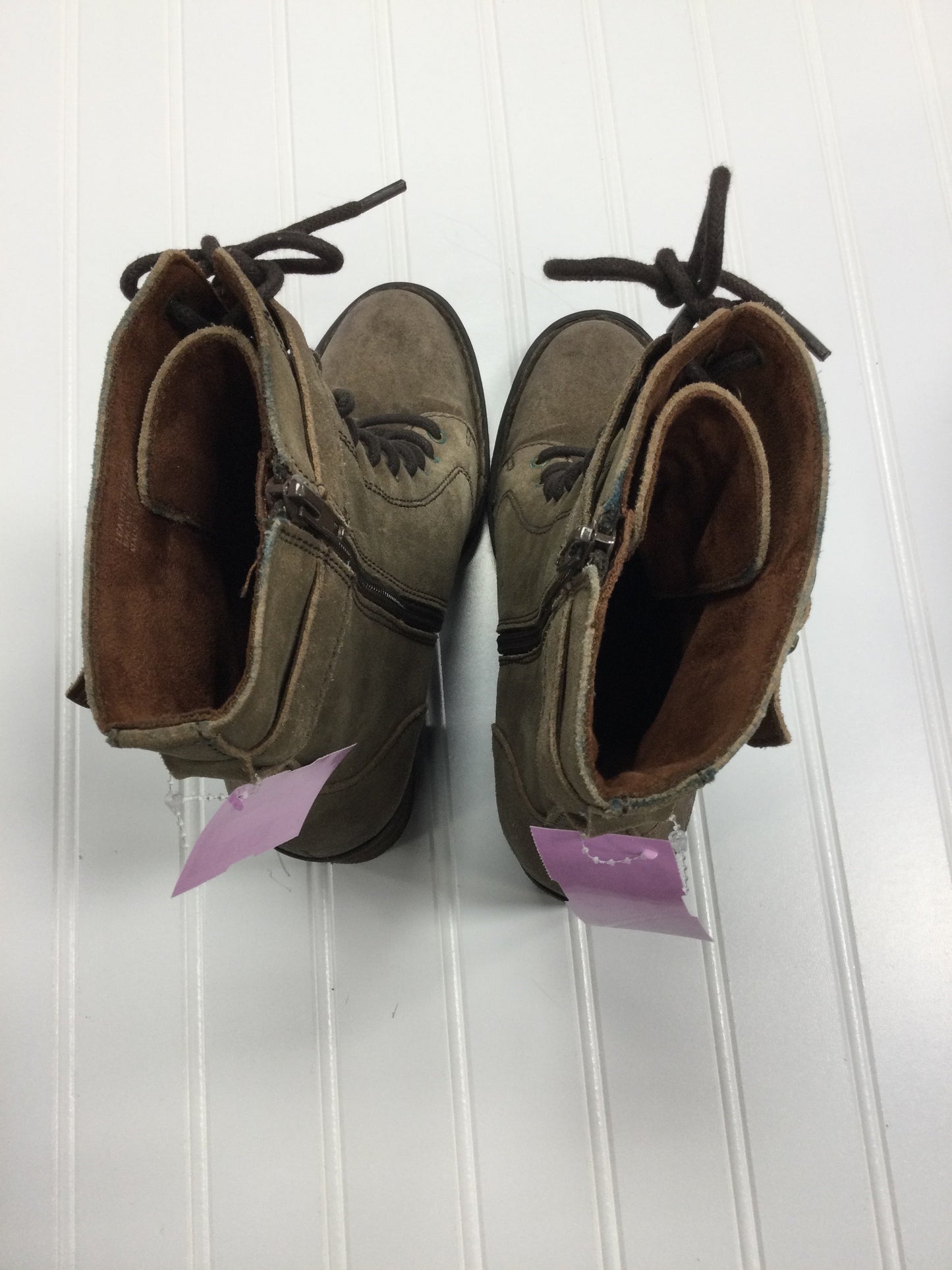 Boots Ankle Heels By Born In Taupe, Size:7.5