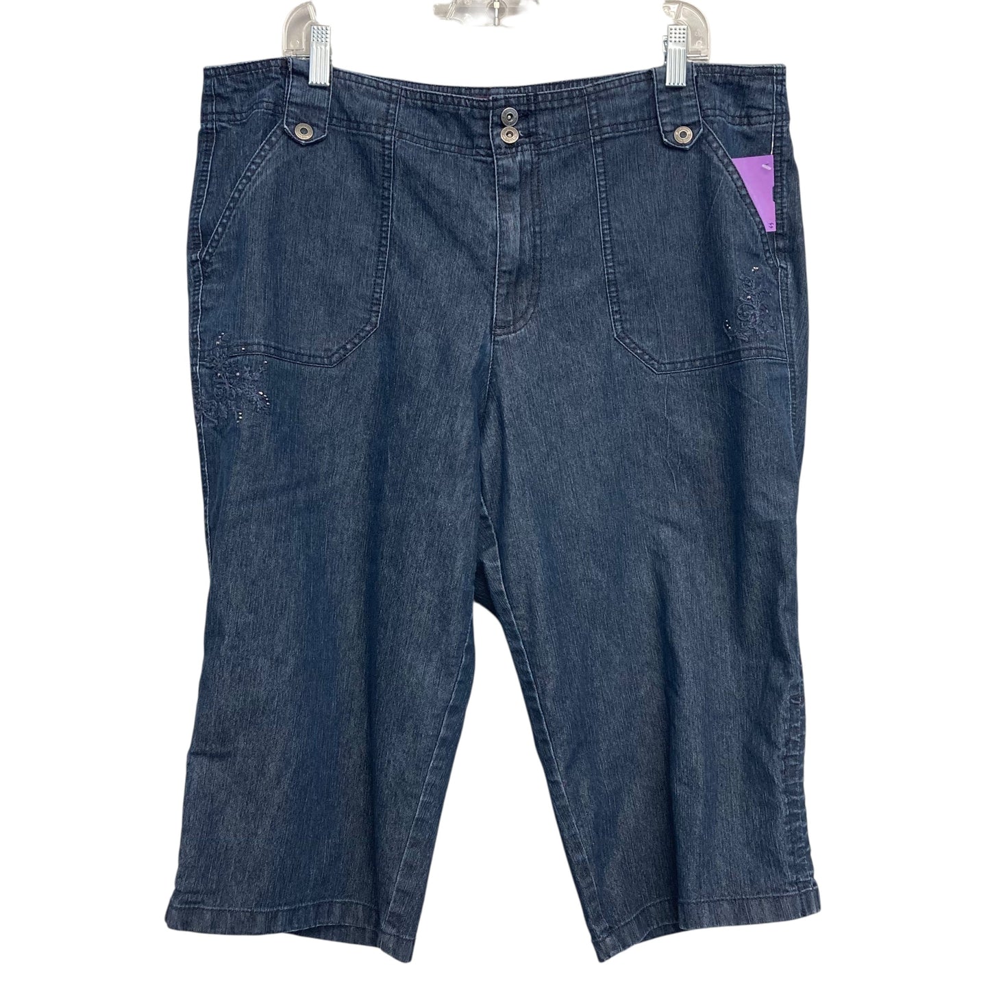 Capris By Gloria Vanderbilt In Blue Denim, Size:18