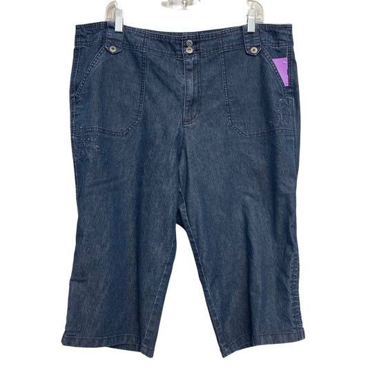 Capris By Gloria Vanderbilt In Blue Denim, Size:18