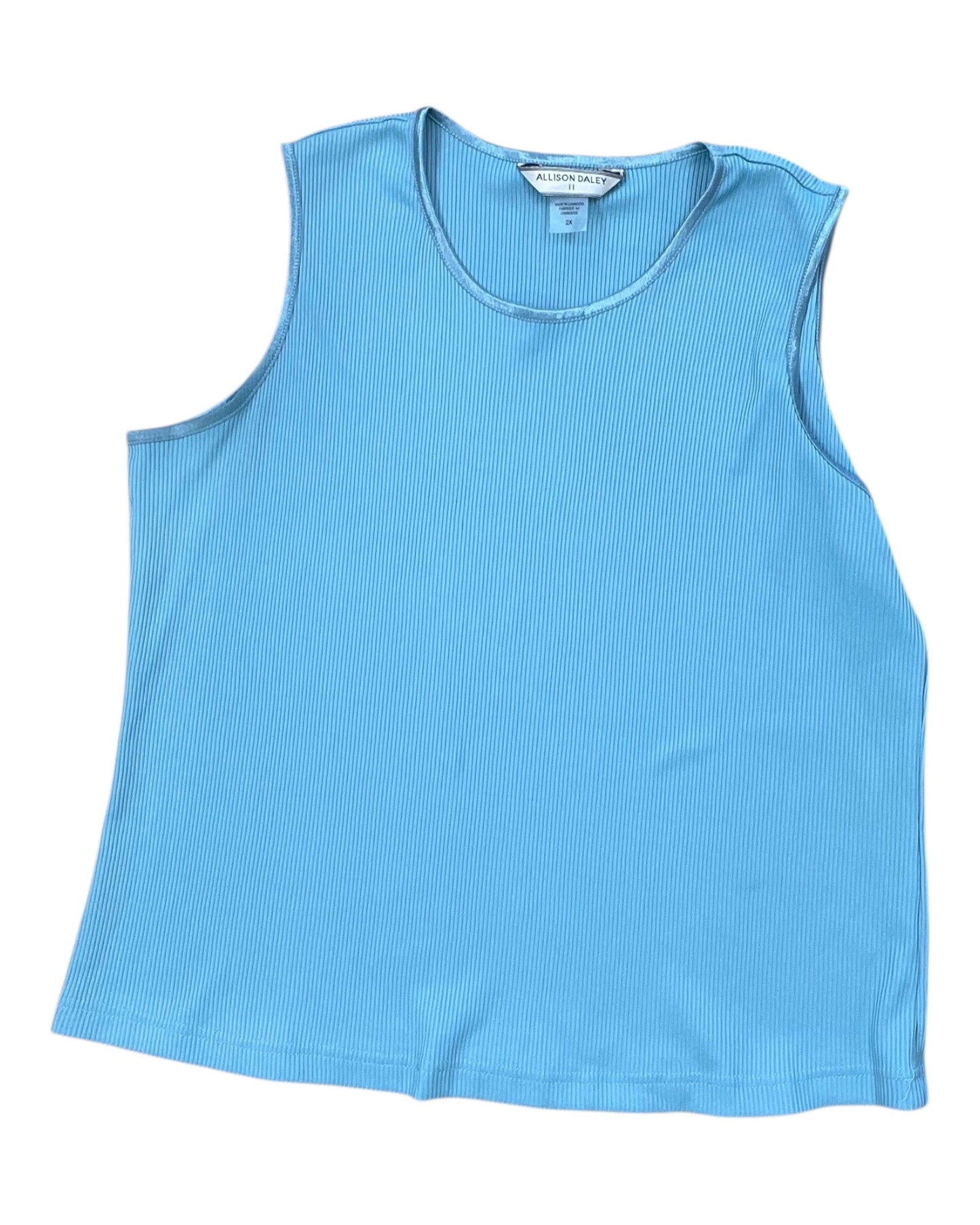 Top Sleeveless By Allison Daley In Aqua, Size:2X