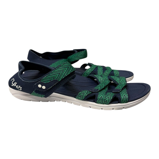 Sandals Flats By Ryka In Blue & Green, Size:10