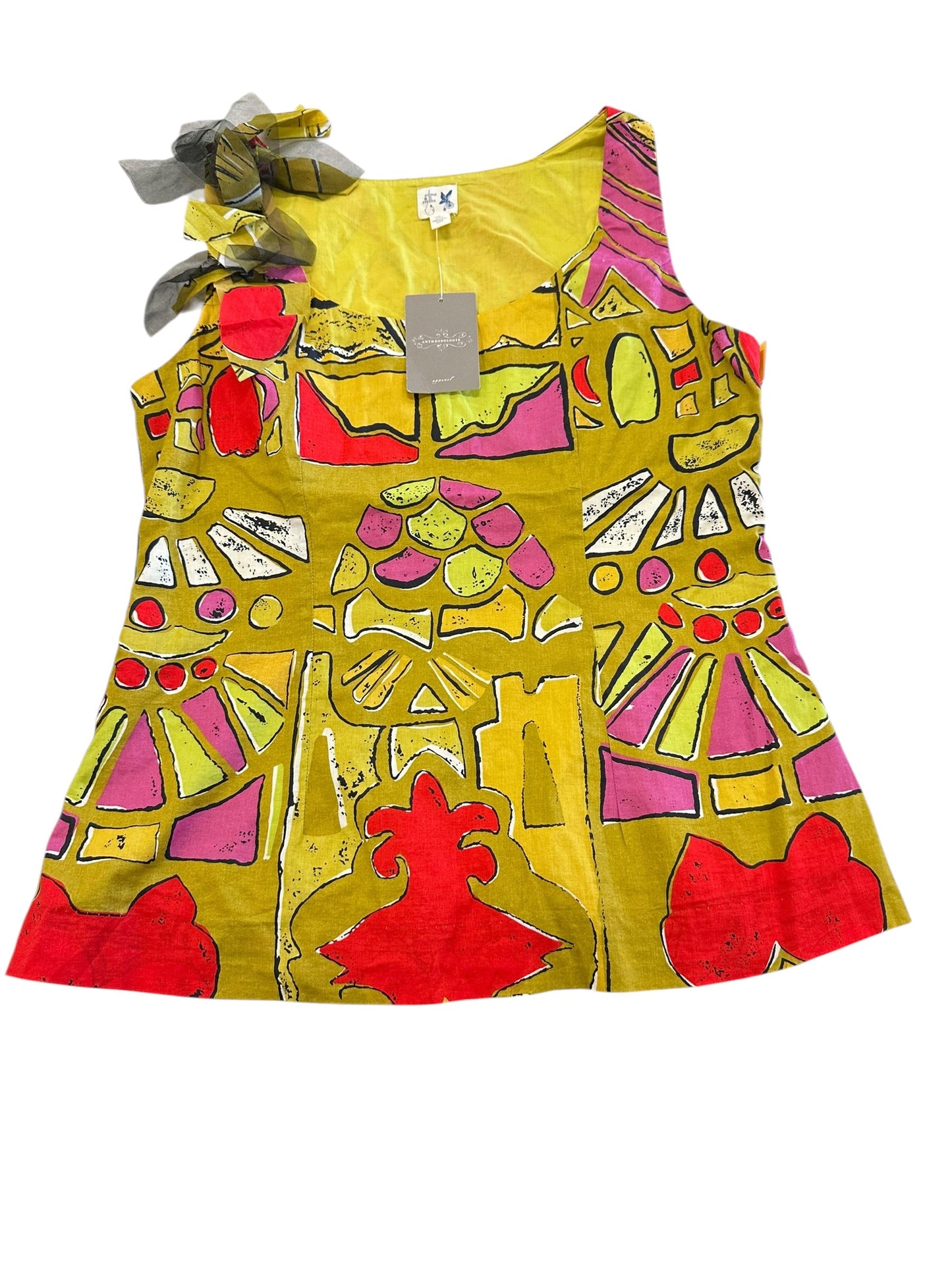 Blouse Sleeveless By Edme And Esyllte In Green & Pink, Size:S