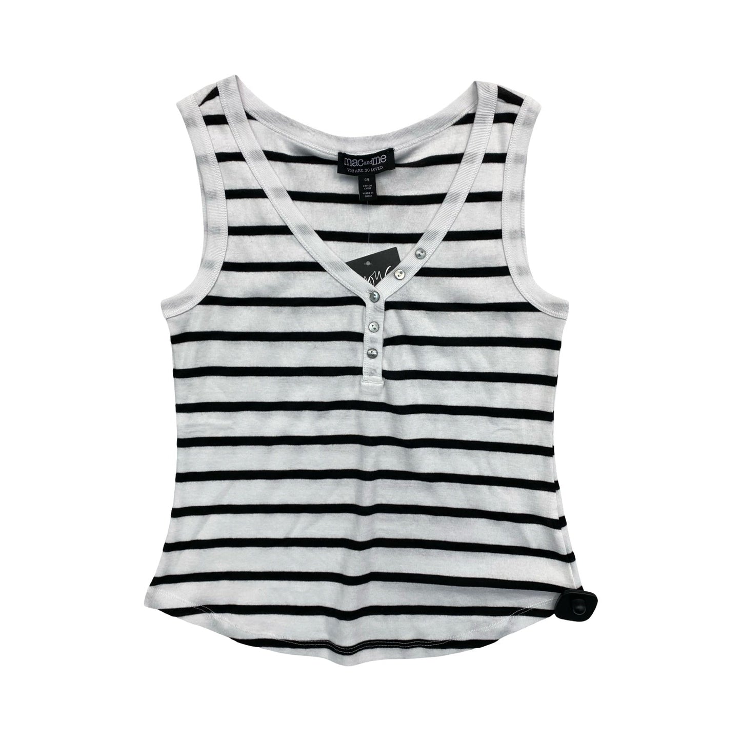 Top Sleeveless By Cmc In Black & White, Size:L