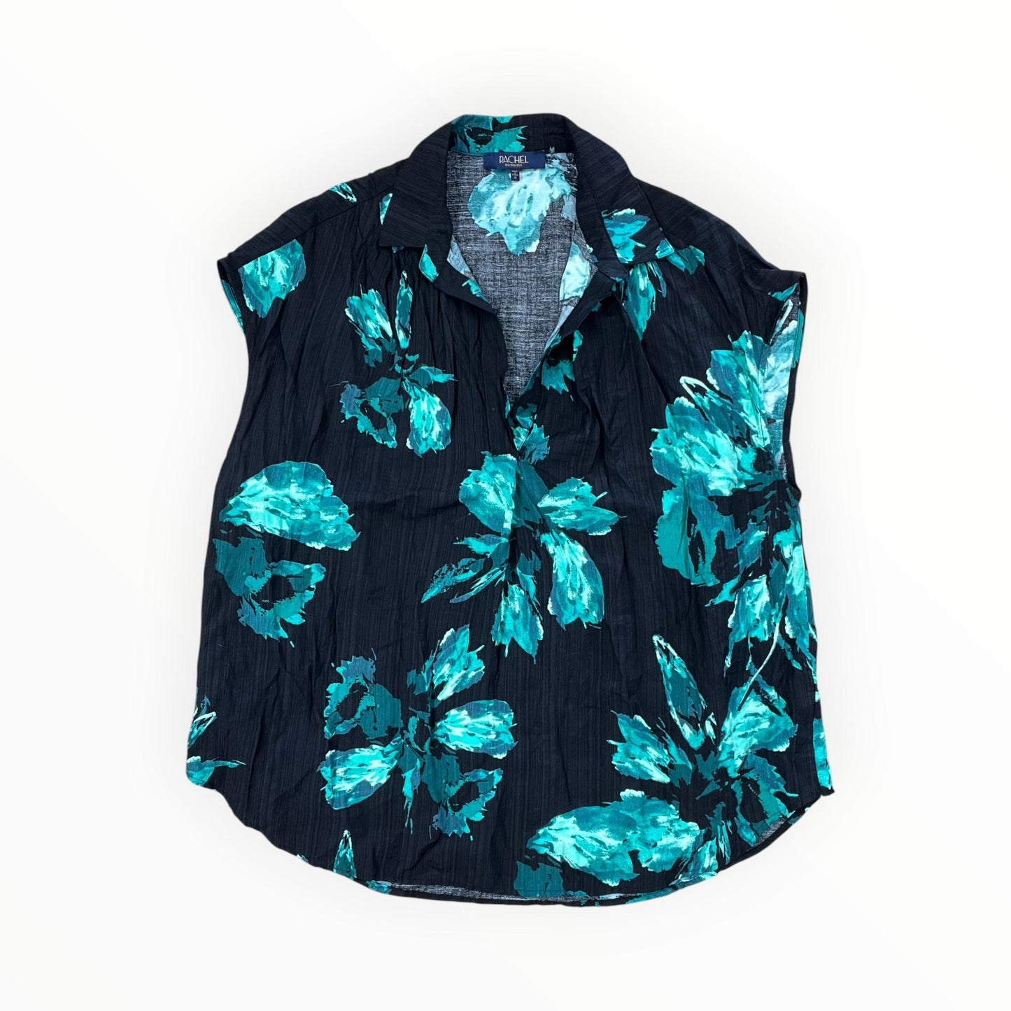 Top Sleeveless By Rachel Roy In Black & Green, Size:1X