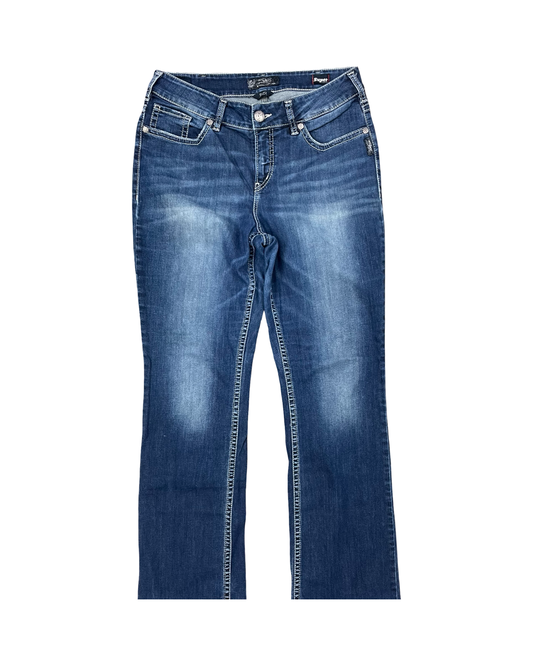 Jeans Boot Cut By Silver In Blue Denim, Size:14