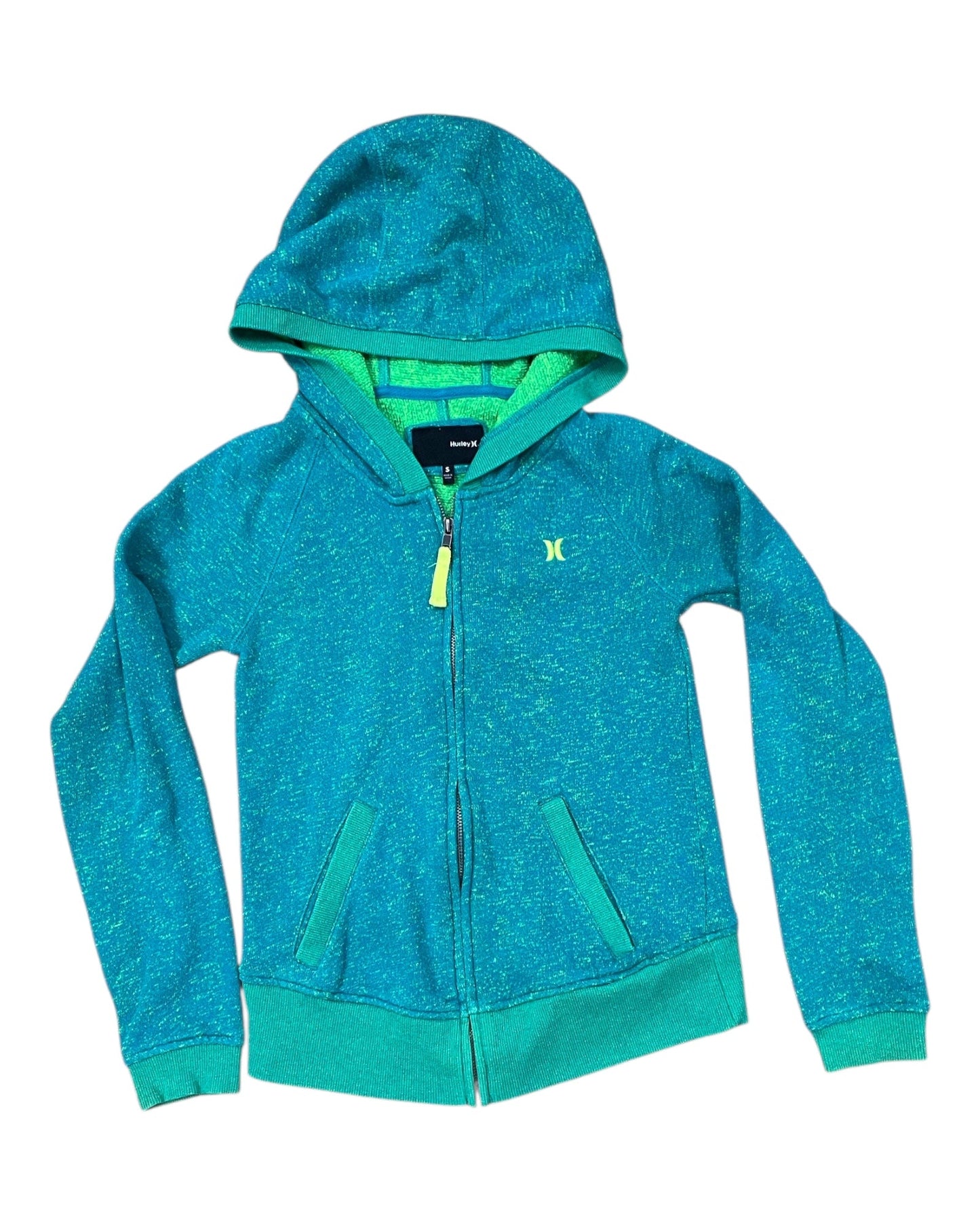 Sweatshirt Hoodie By Hurley In Green & Yellow, Size:S