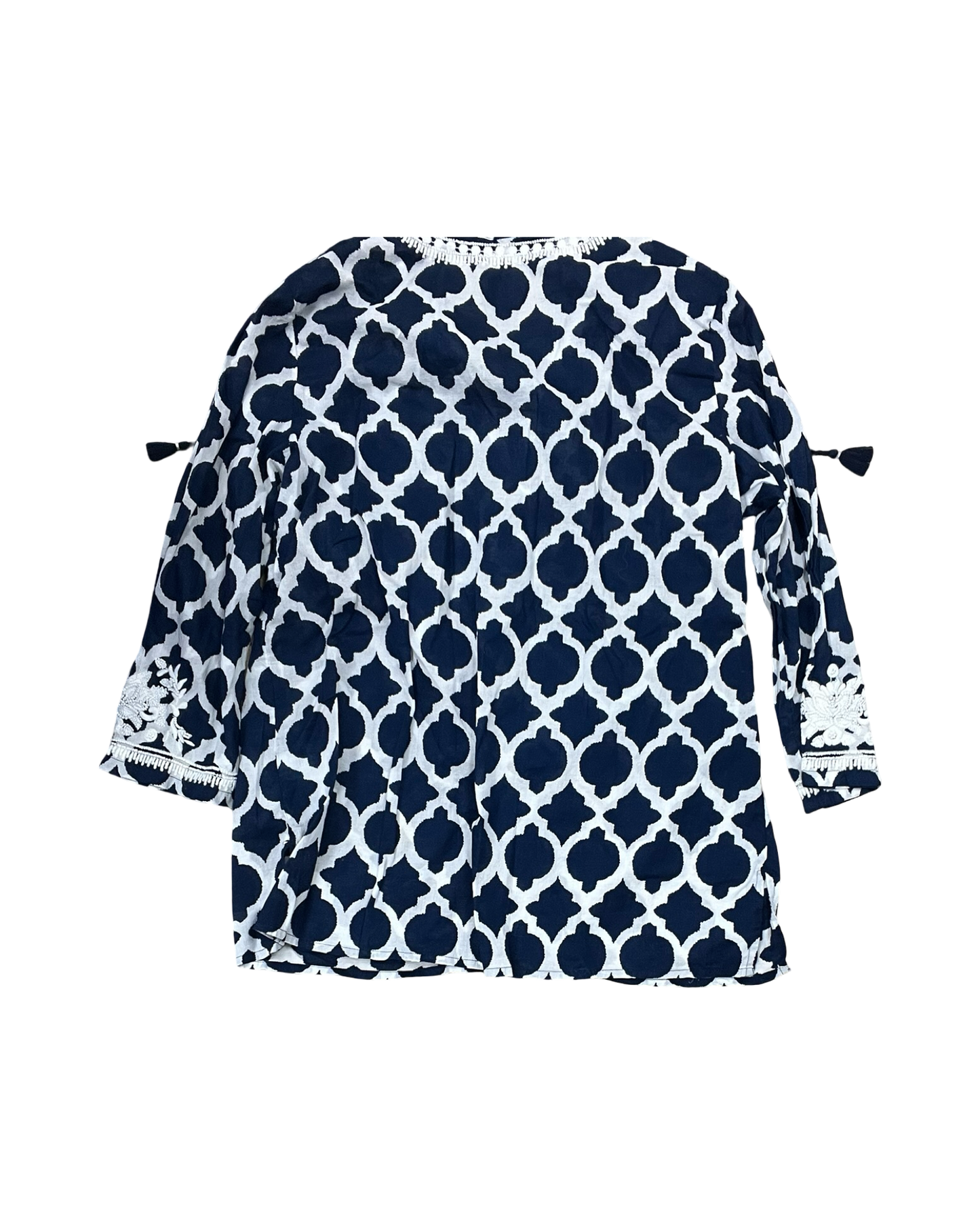 Top 3/4 Sleeve By Talbots In Blue & White, Size:L