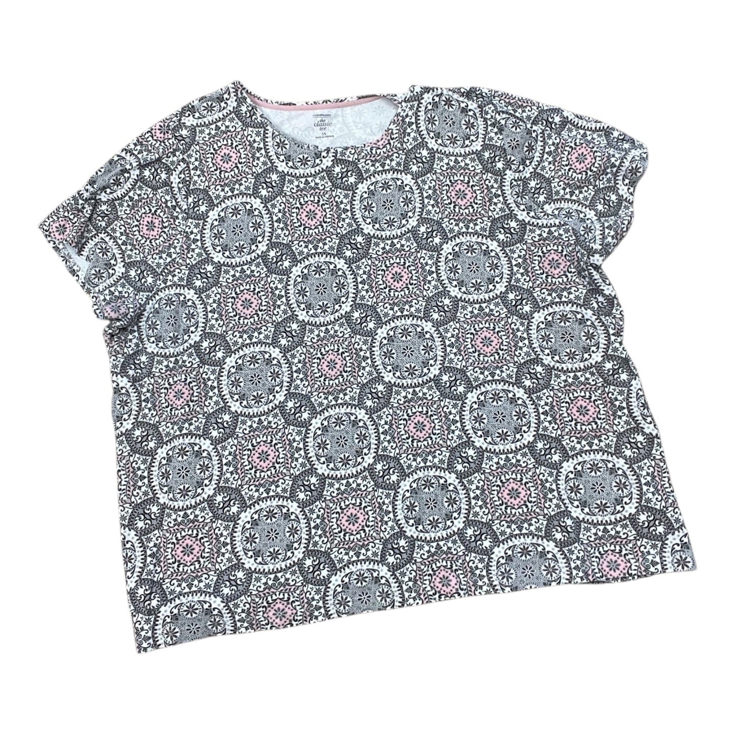 Top Ss By Croft And Barrow In Grey & Pink, Size:3X