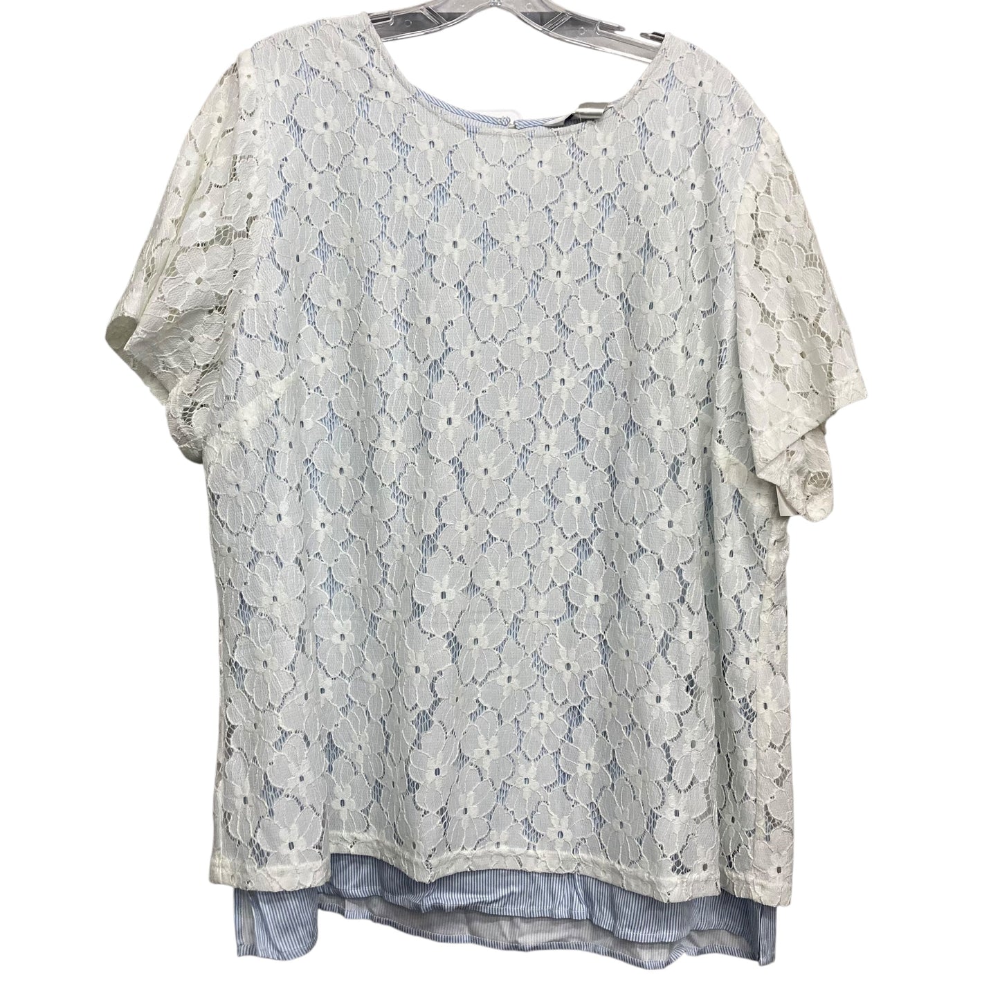 Top Ss By Cj Banks In Blue & White, Size:2X