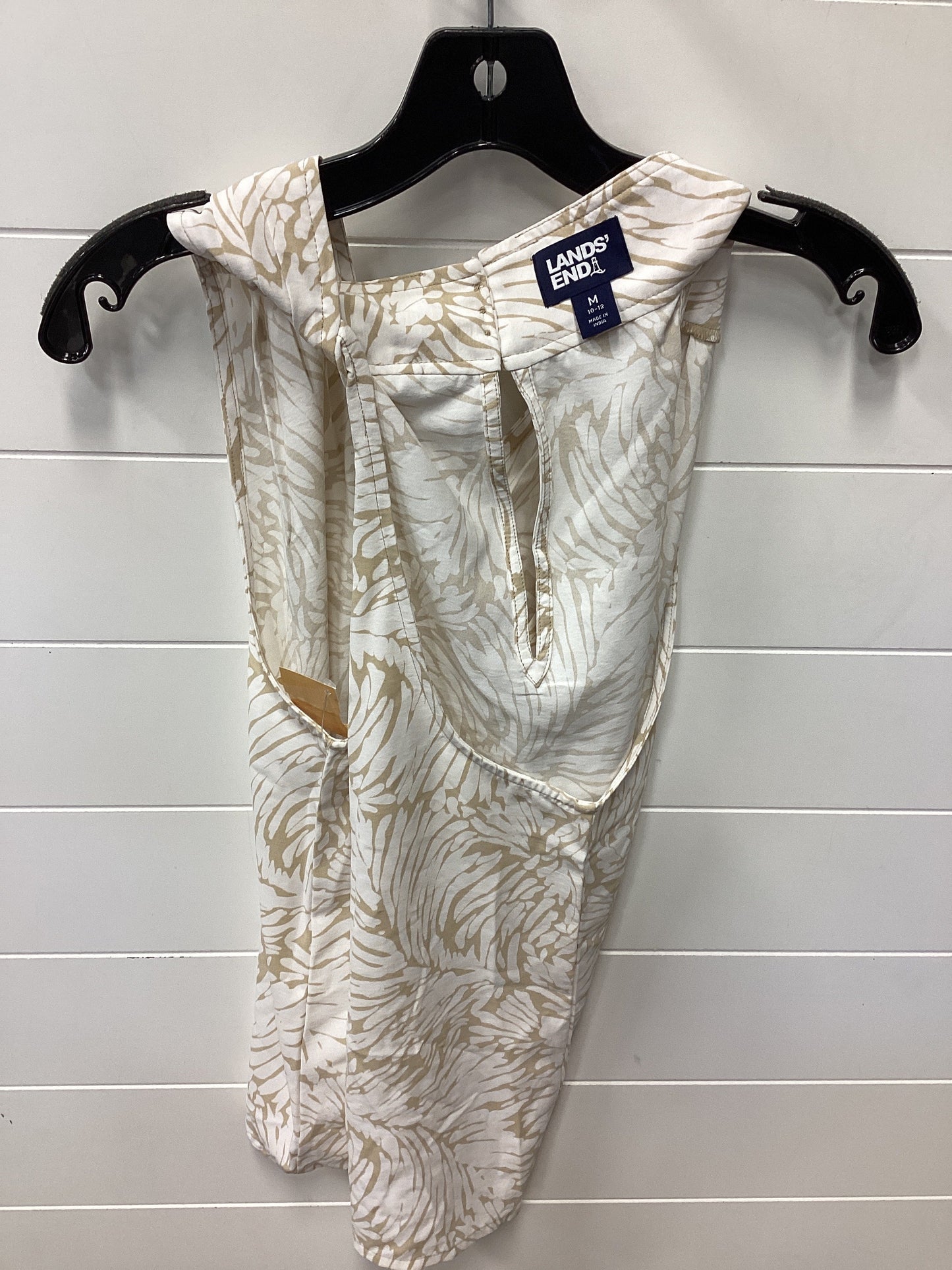 Top Sleeveless By Lands End In Tan & White, Size:M