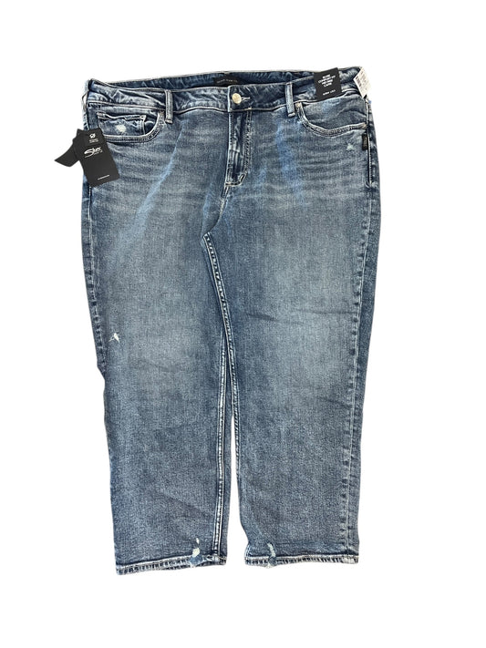 Jeans Cropped By Silver In Blue Denim, Size:18
