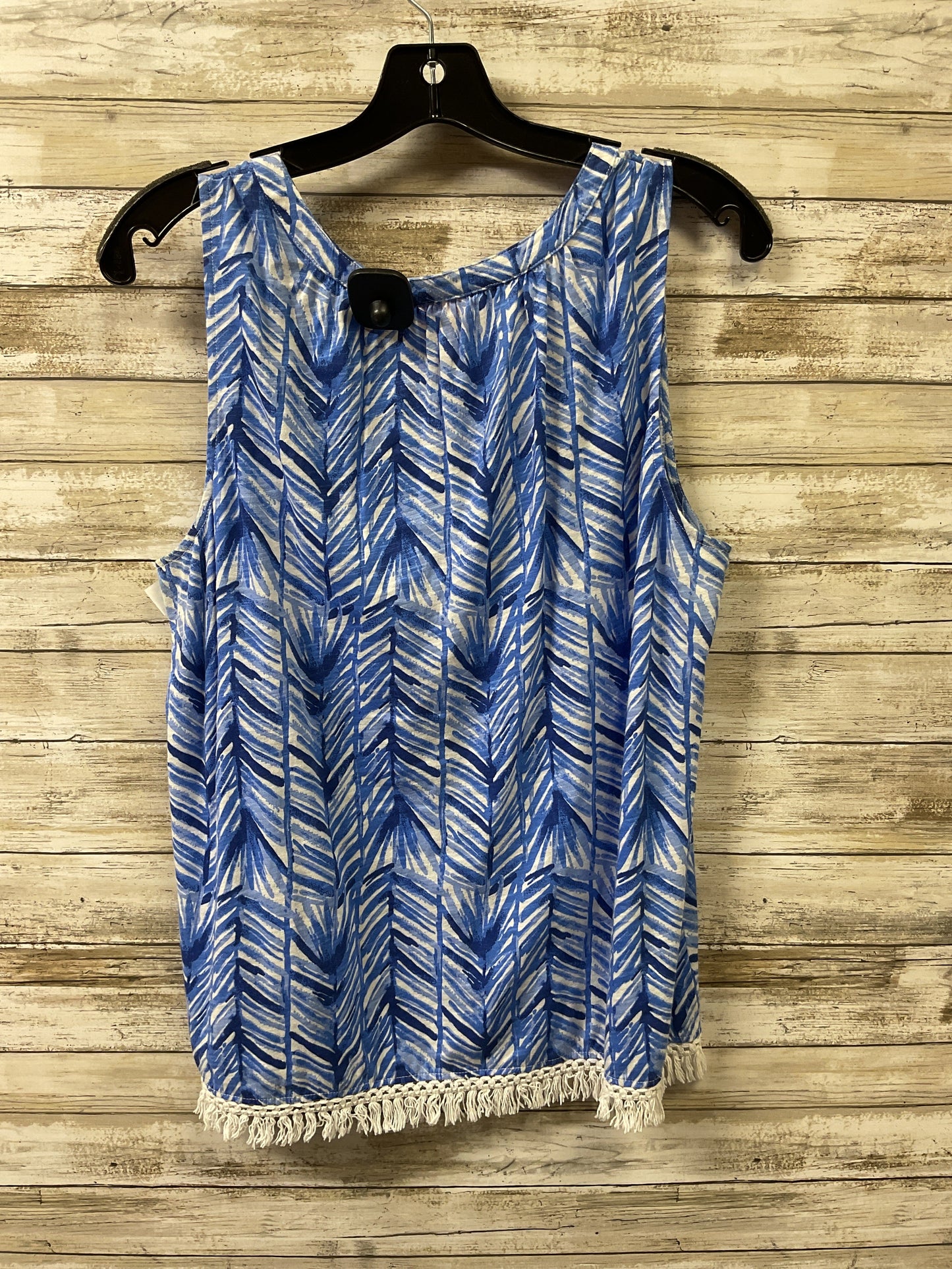Top Sleeveless Designer By Lilly Pulitzer In Blue & White, Size:L