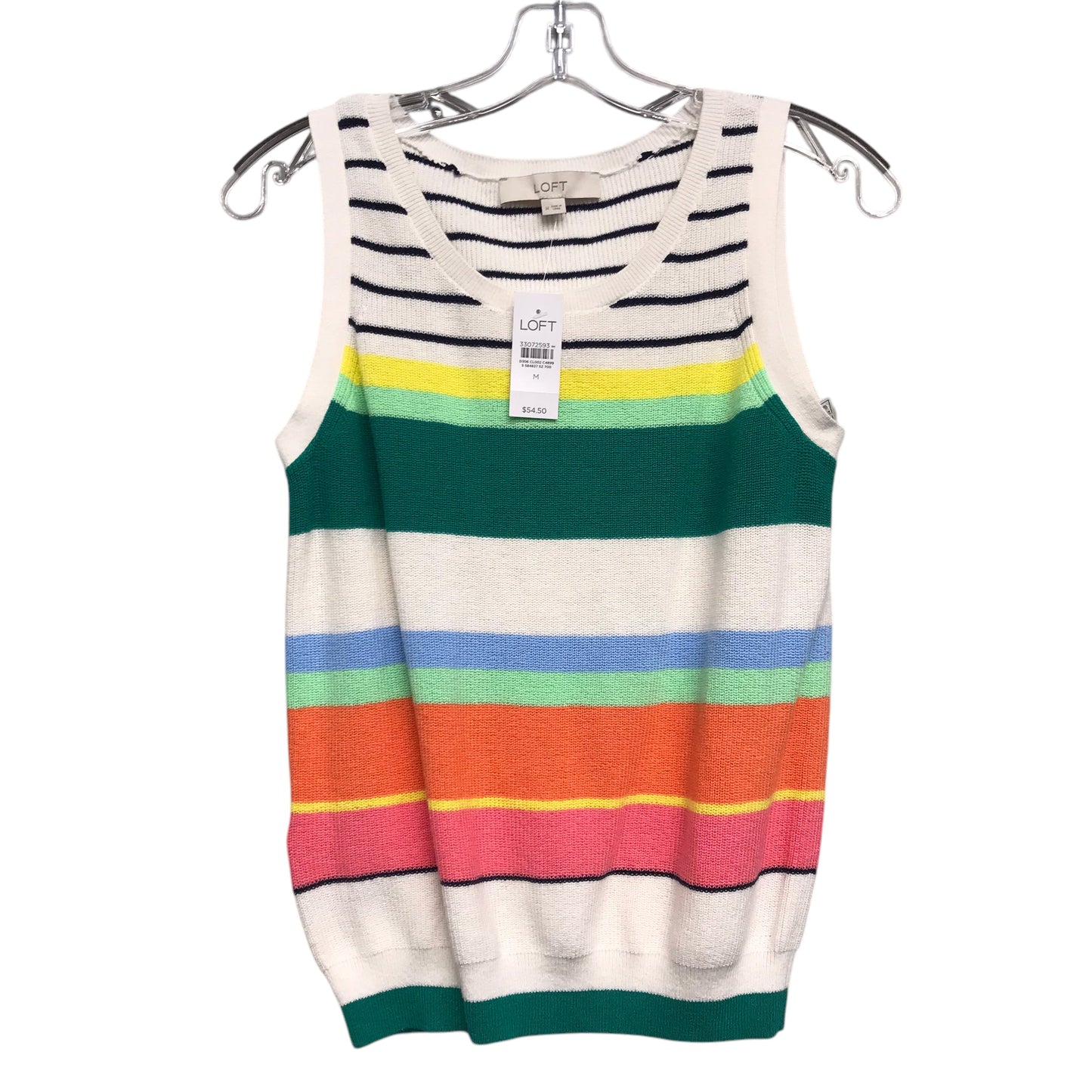 Top Sleeveless By Loft In Striped Pattern, Size:M