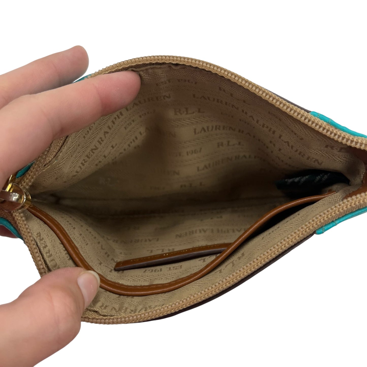 Wristlet By Lauren By Ralph Lauren In Blue & Brown, Size:Medium