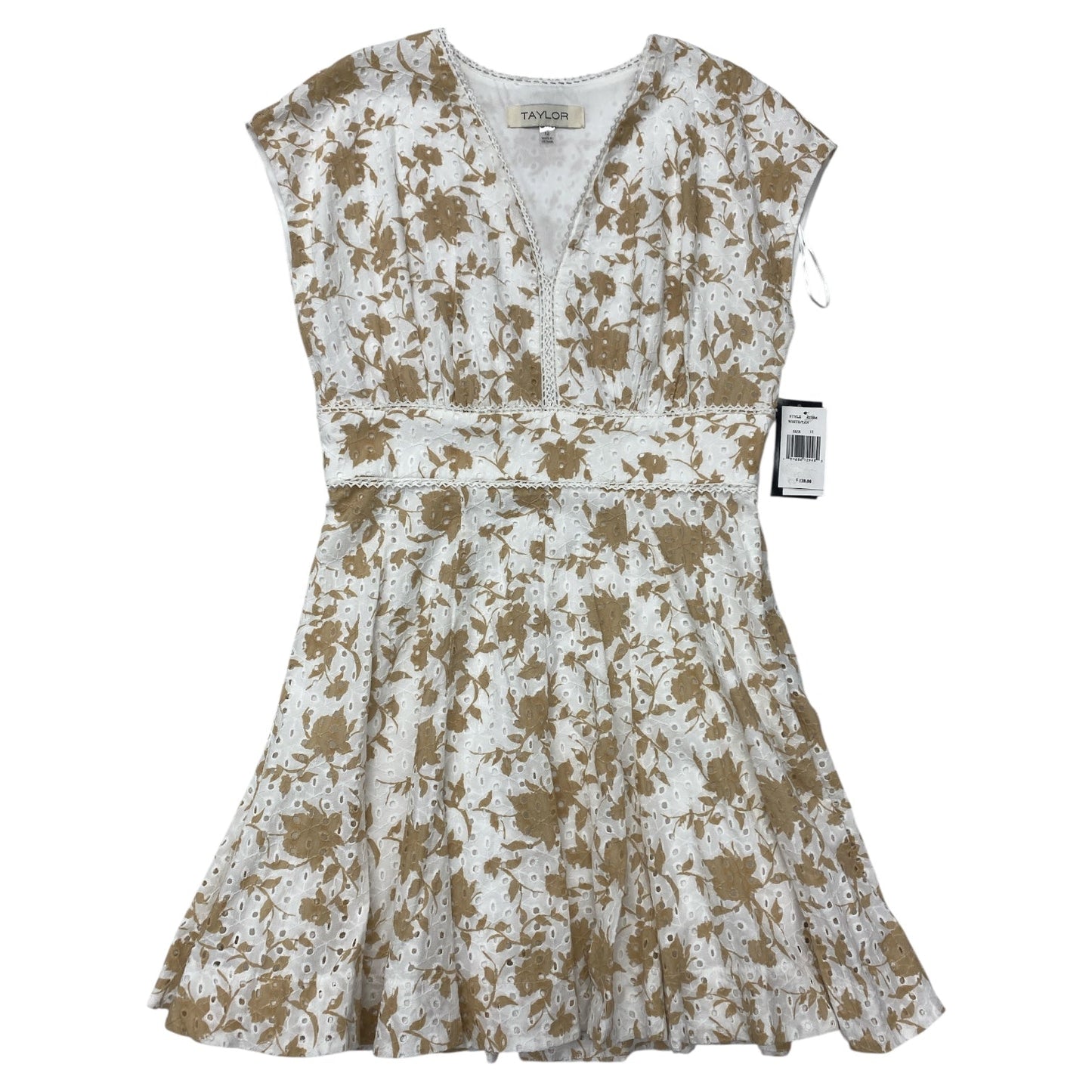Dress Casual Midi By Taylor In Brown & White, Size:12