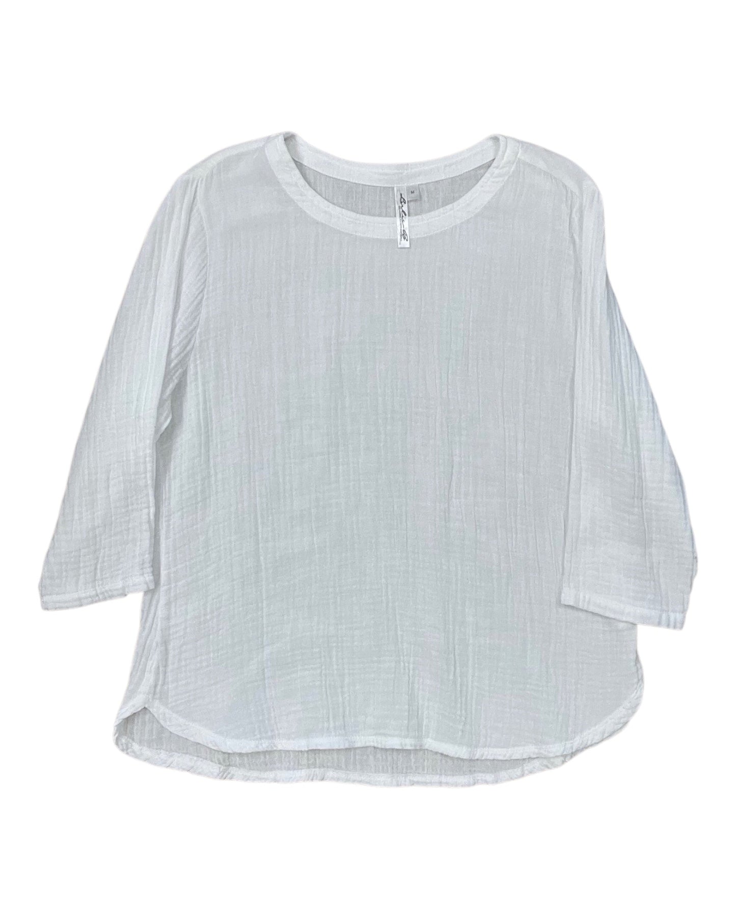 Top 3/4 Sleeve By Lulu B In White, Size:M