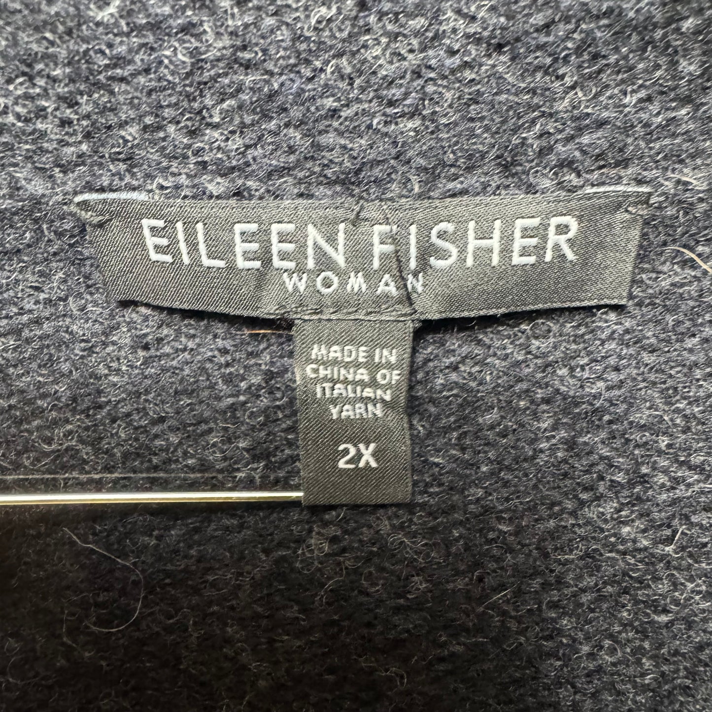 Lambs Wool and Cashmere Sweater Cardigan By Eileen Fisher In Grey, Size: 2x