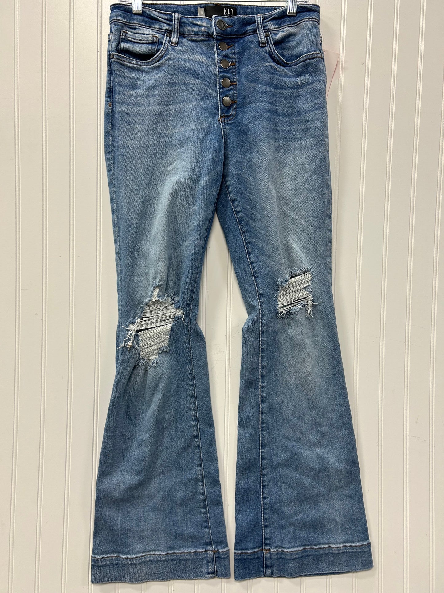 Jeans Flared By Kut In Blue Denim, Size:10