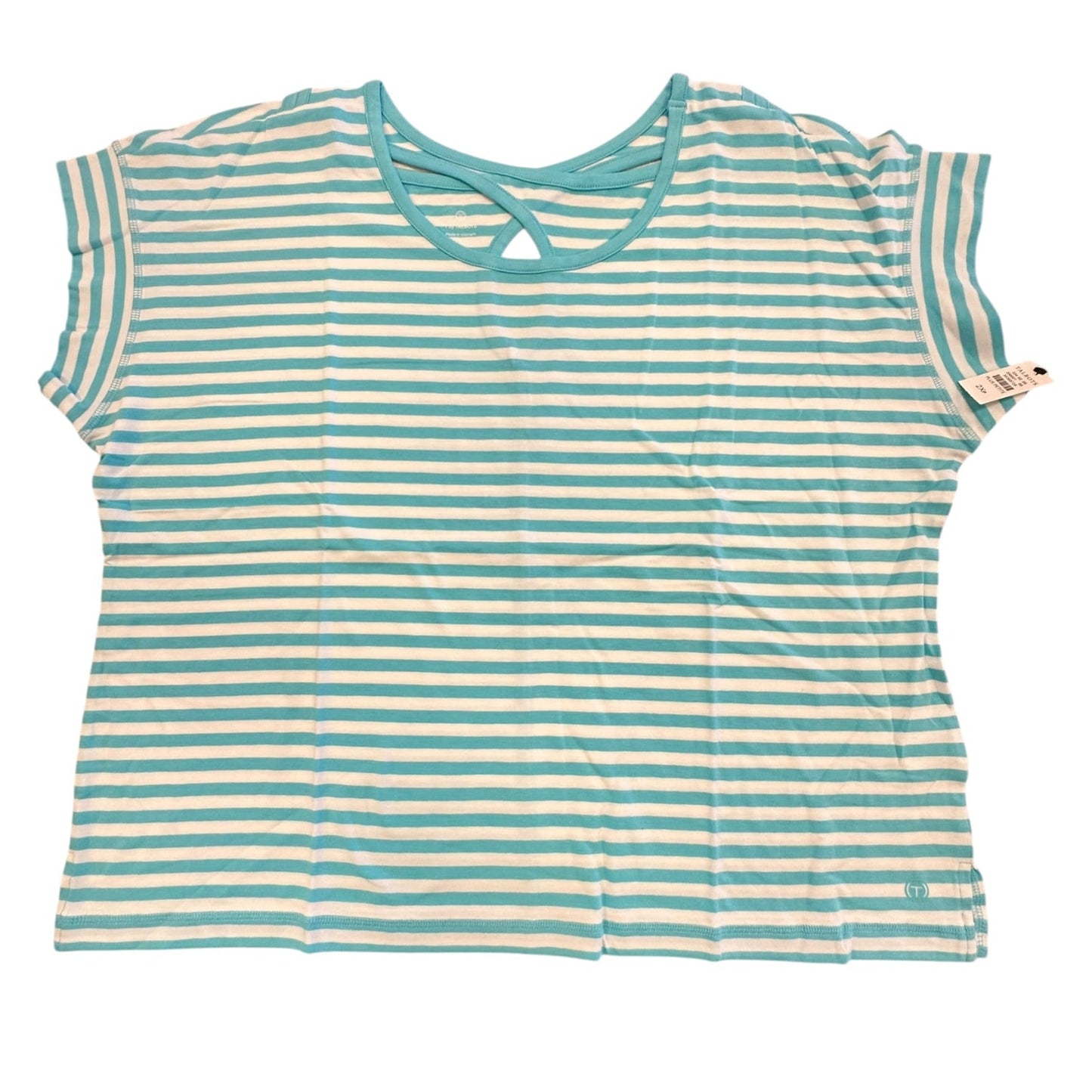 Top Ss Basic By Talbots In Blue & White, Size:2X