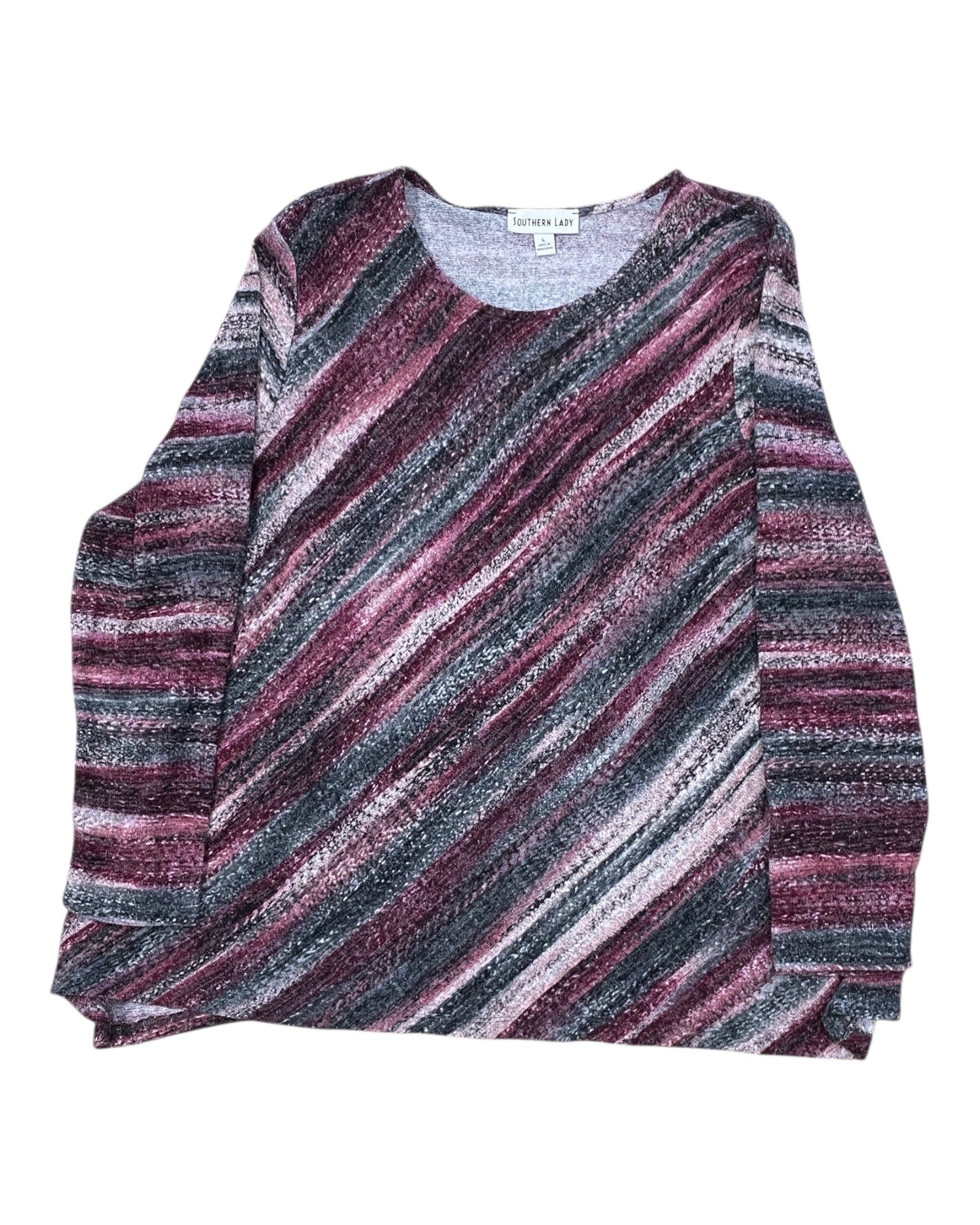Top Ls By Clothes Mentor In Grey & Red, Size:L