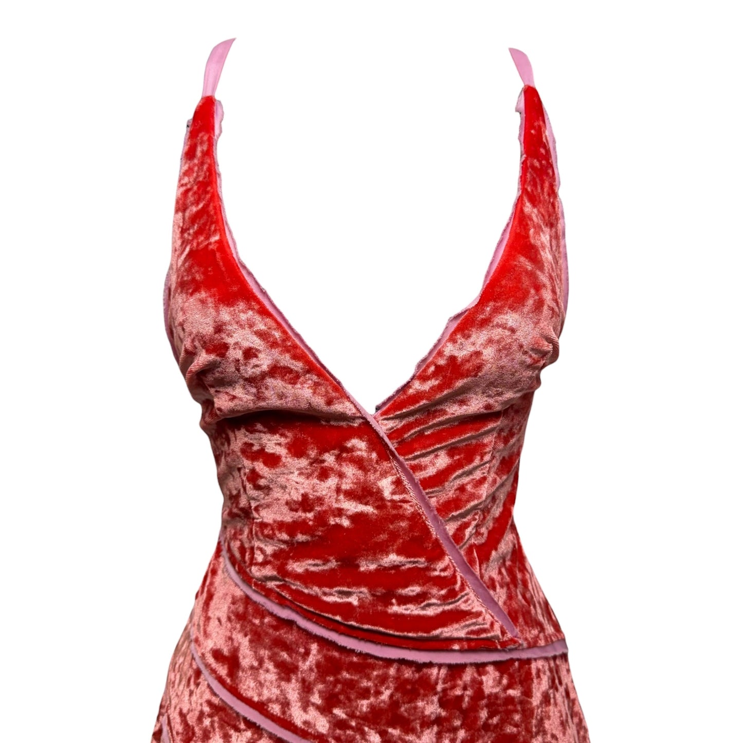 Deia Velvet Dress Casual Midi By Free People In Pink & Orange, Size: Xs