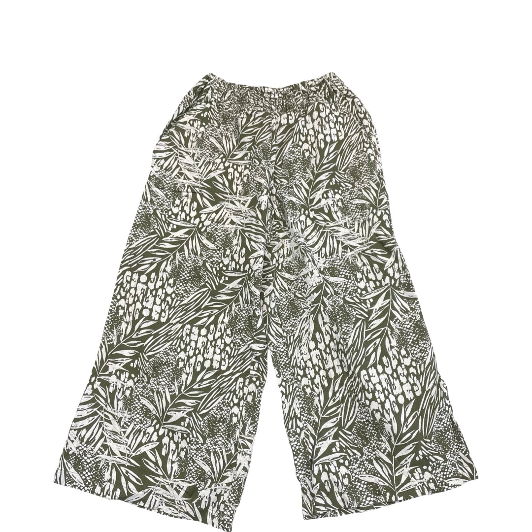 Pants Wide Leg By Tahari In Green & White, Size:L