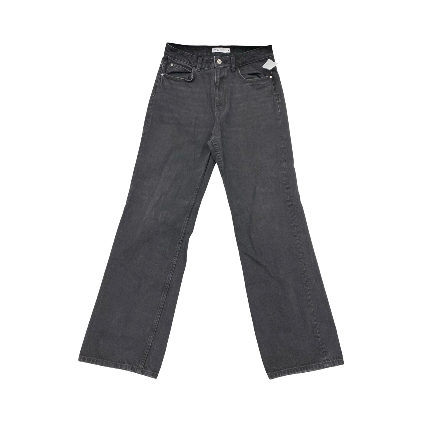 Jeans Wide Leg By Zara In Black Denim, Size:8