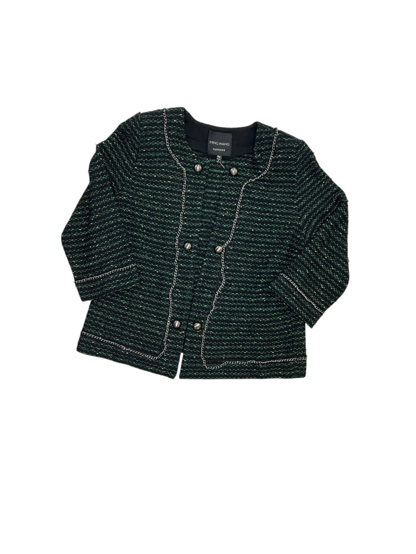 Blazer By Ming Wang In Black & Green, Size:Mp